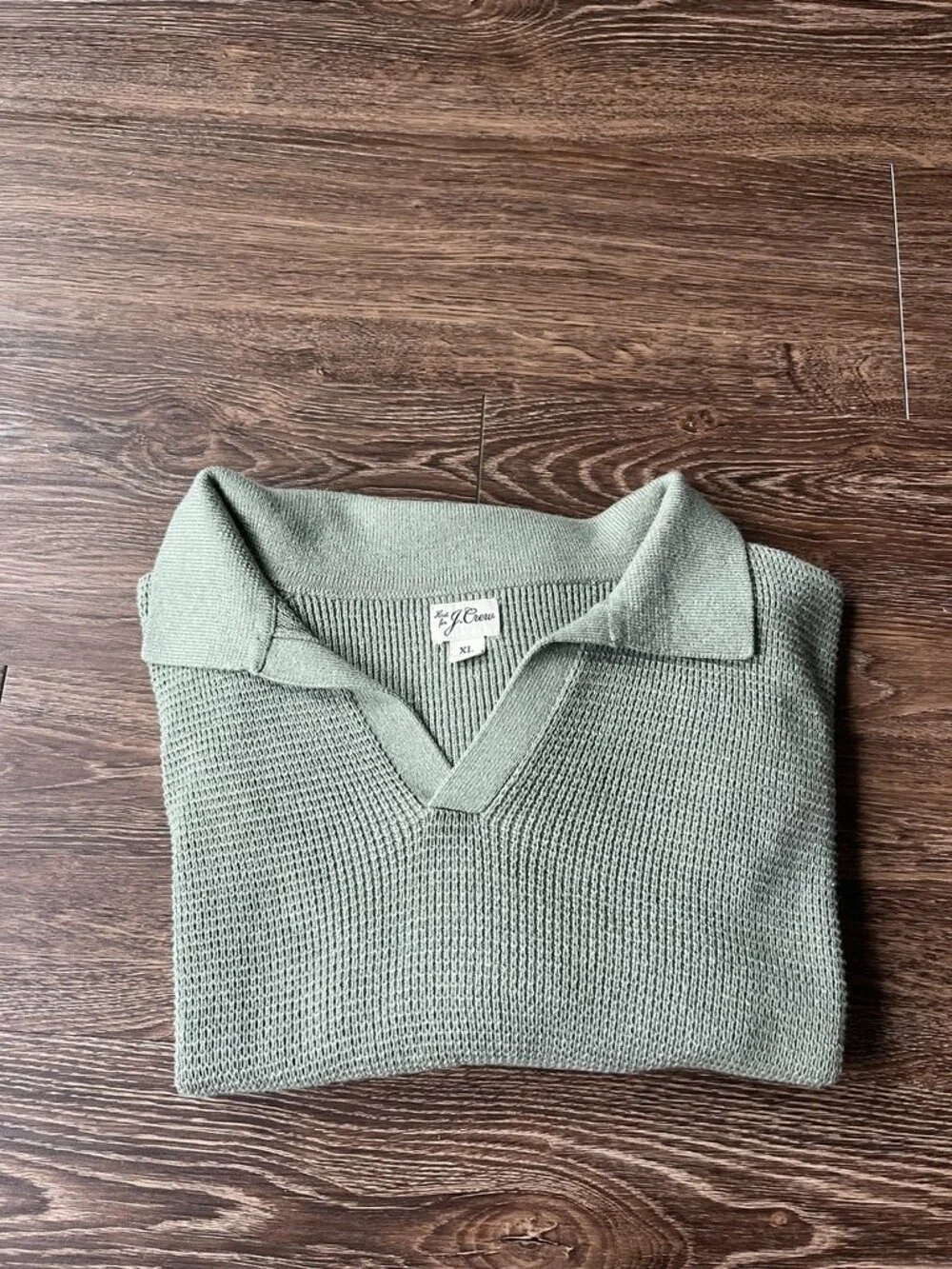 J. Crew Short-sleeve cotton waffle-knit johnny-collar sweater-polo Sz XL